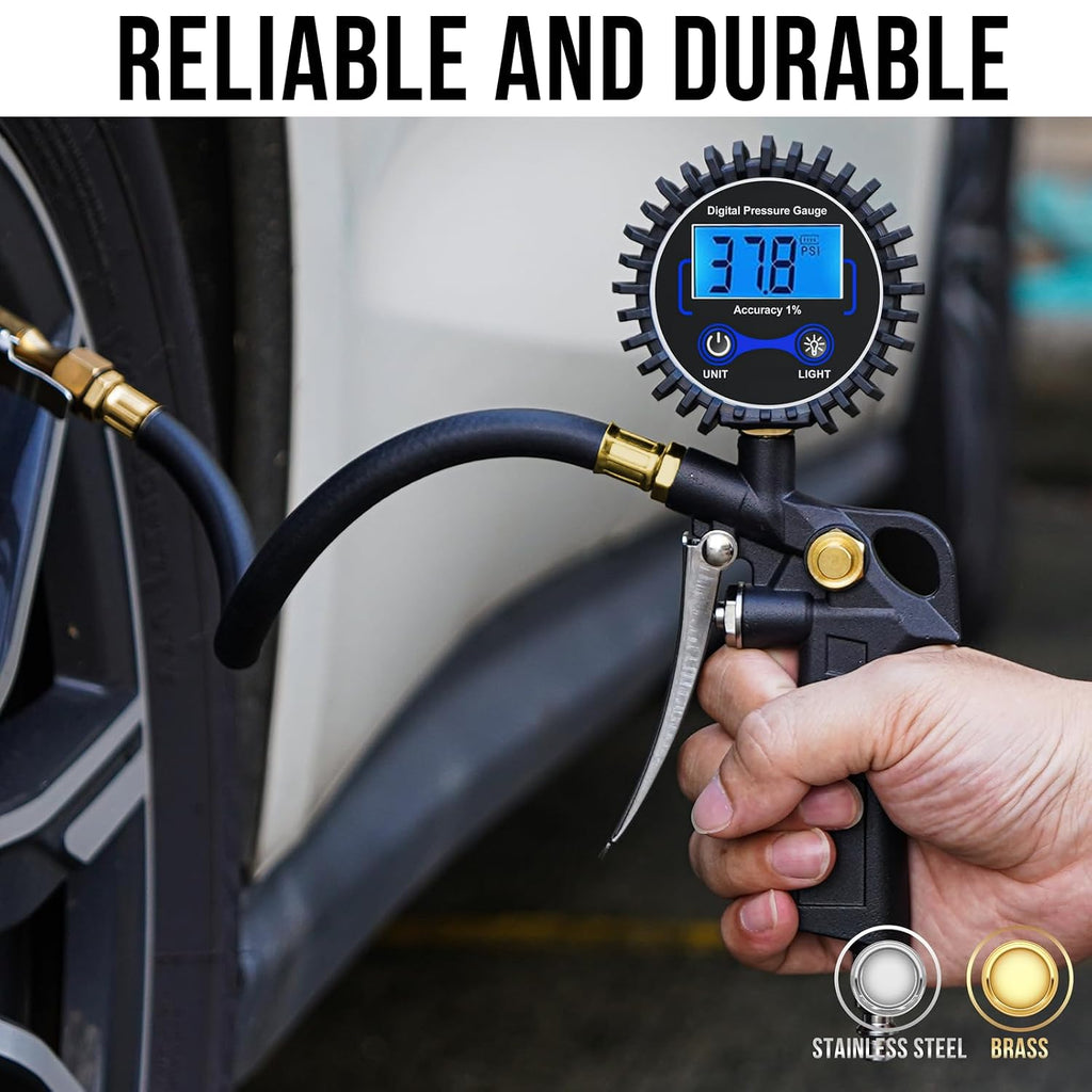 🔥LAST DAY 49% OFF - 🛠️🚗 High Precision Digital Tire Inflator Pressure Gauge | 3-in-1 Inflate Deflate Check Tire Tool