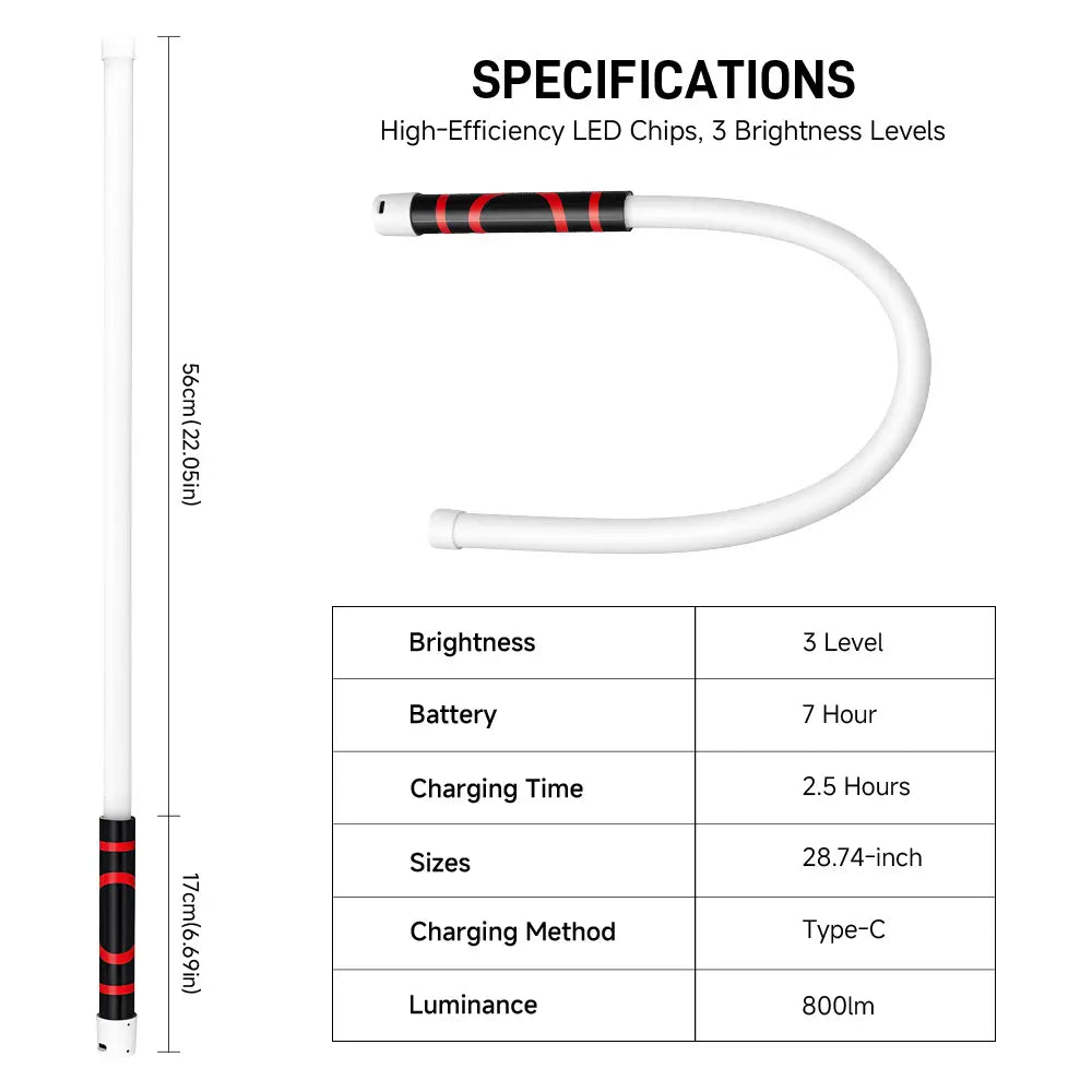 Bendable LED Flashlight Stick – 31" Flexible LED Work Light, High Lumen Magnetic Inspection Light
