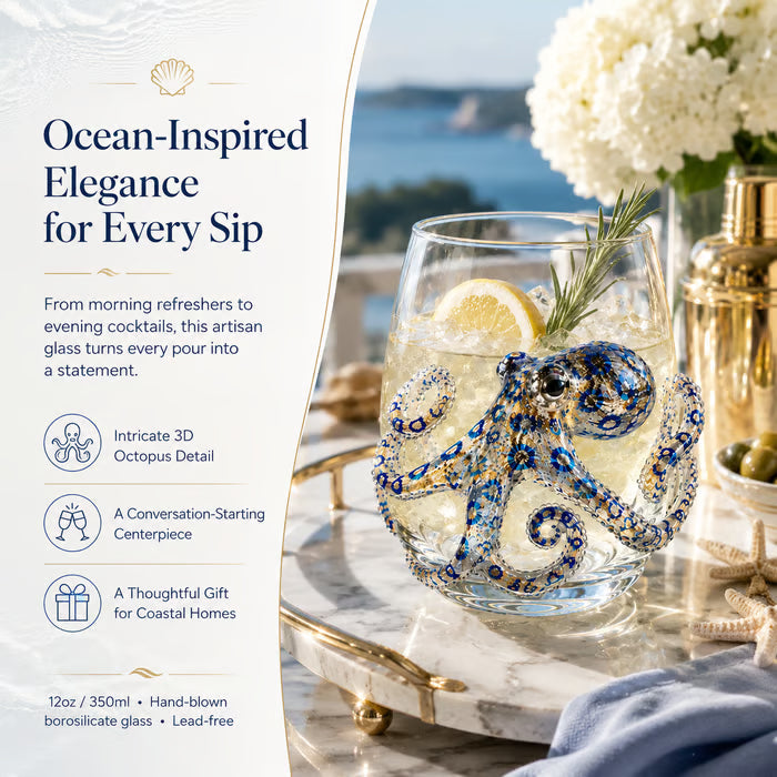 🐟Artisanal Blue Ringed Octopus Glassware