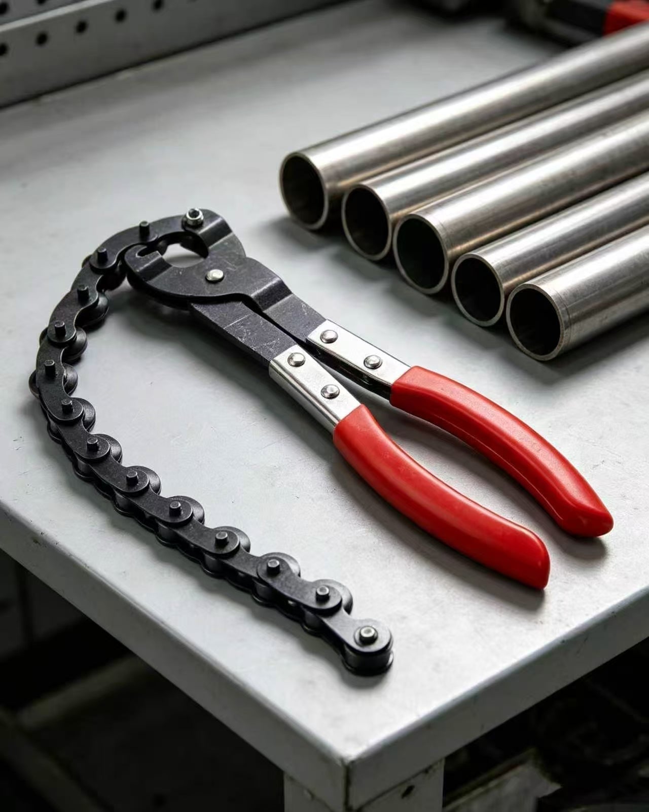 Exhaust Cutter, Cuts 3/4" to 3-1/4" Pipe, Durable Chain Cutter Tool, Easy One-Handed Rotation, Compact Pipe Cutter Chain for Tight Spaces