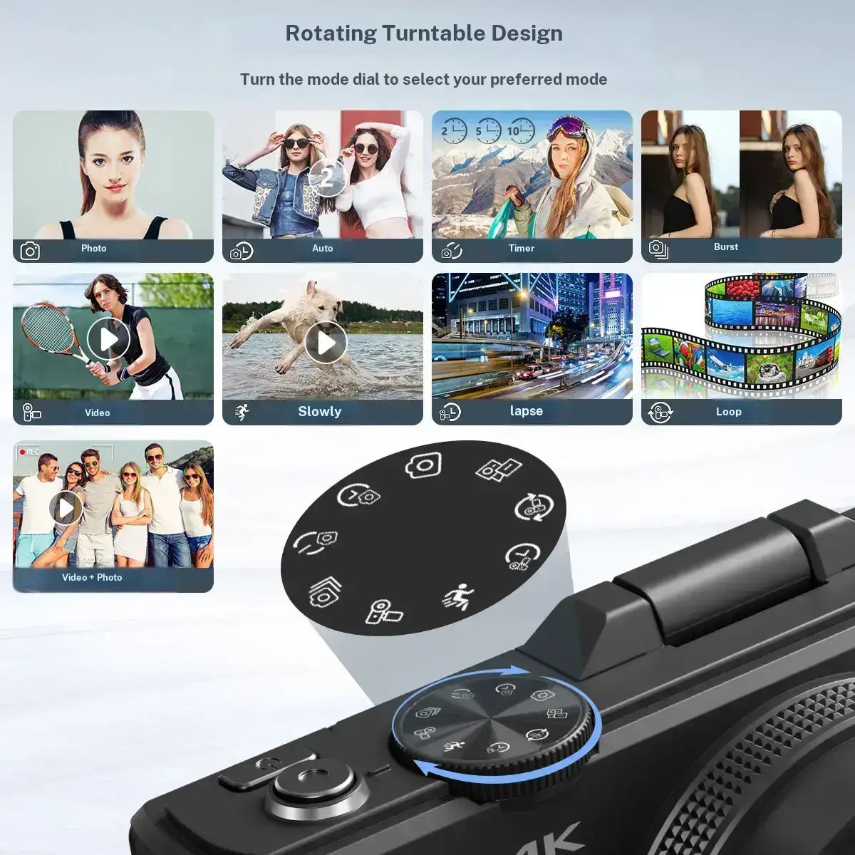 WIKICO WD08 4K Digital Camera, 64MP Vlogging Camera with 180° Flip Screen, 18X Digital Zoom, Compact Point and Shoot Camera, Portable Mini Camera for Teens, Beginners, Gift, 4 Colors Black/White/Green/Brown