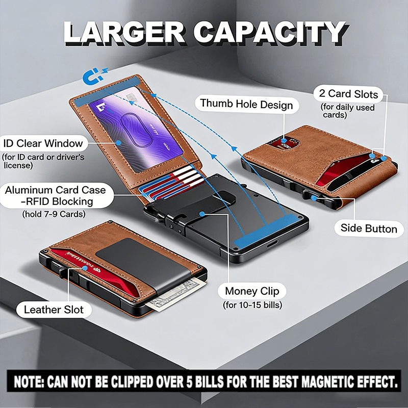 💰  Pop-Up Men's Wallet – Slim Design, Smart Access, Secure RFID Blocking