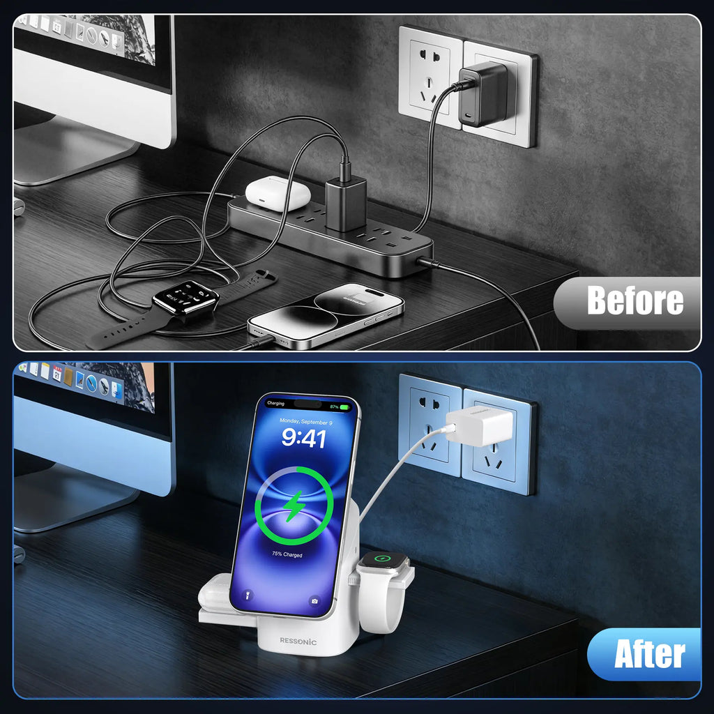 YWZ 3 in 1 Wireless Charger Fast Charging for iPhone