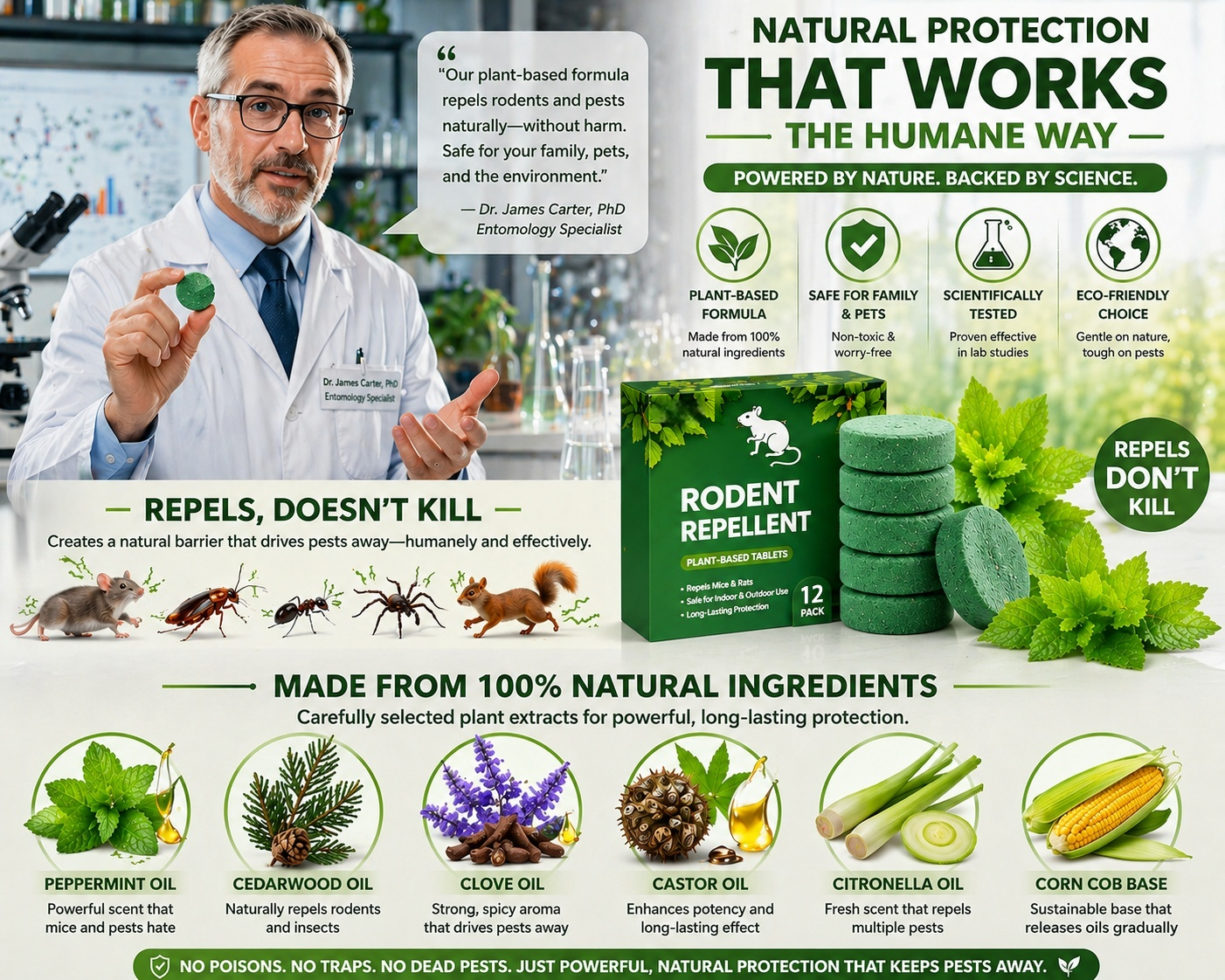 🌿 Peppermint Oil Rodent Repellent – 12 Pack, Safe & Natural