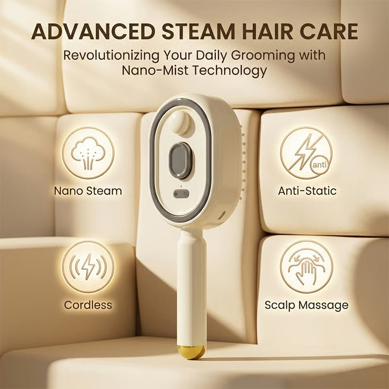 💆‍♀️ 3-in-1 Spray Comb – Mist + Massage + Red Light, Anti-Frizz, Detangling