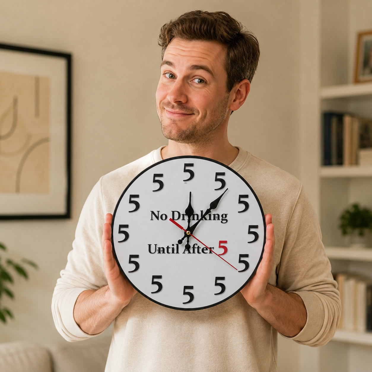 Funny "No Drinking Until After 5" Round Wall Clock