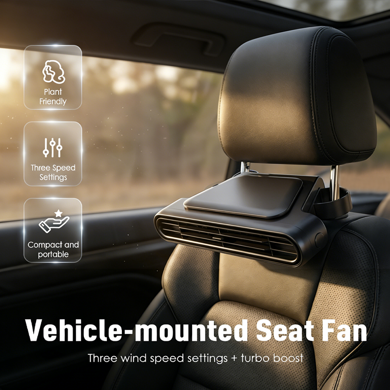 Car Seat Fan 🌬️ – 3-Speed Rechargeable Clip-On Fan with 3000mAh Battery 🔋 | USB-C Charging ⚡