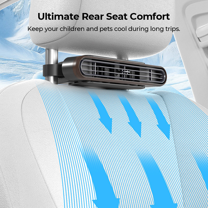Car Seat Fan 🌬️ – 3-Speed Rechargeable Clip-On Fan with 3000mAh Battery 🔋 | USB-C Charging ⚡